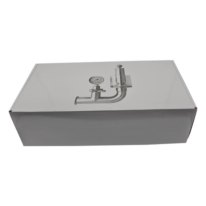 Kegland Stainless Steel Tri-Clover Spunding Valve With Pressure Gauge - 1.5" TC - ADJ. PRV (0 - 35 PSI)