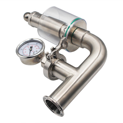Kegland Stainless Steel Tri-Clover Spunding Valve With Pressure Gauge - 1.5" TC - ADJ. PRV (0 - 35 PSI)
