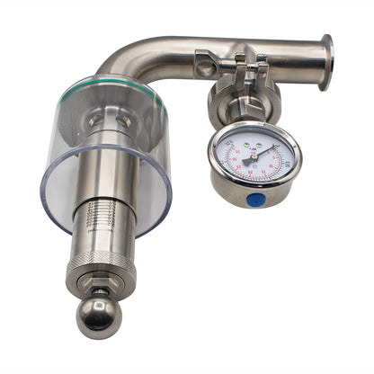 Kegland Stainless Steel Tri-Clover Spunding Valve With Pressure Gauge - 1.5" TC - ADJ. PRV (0 - 35 PSI)