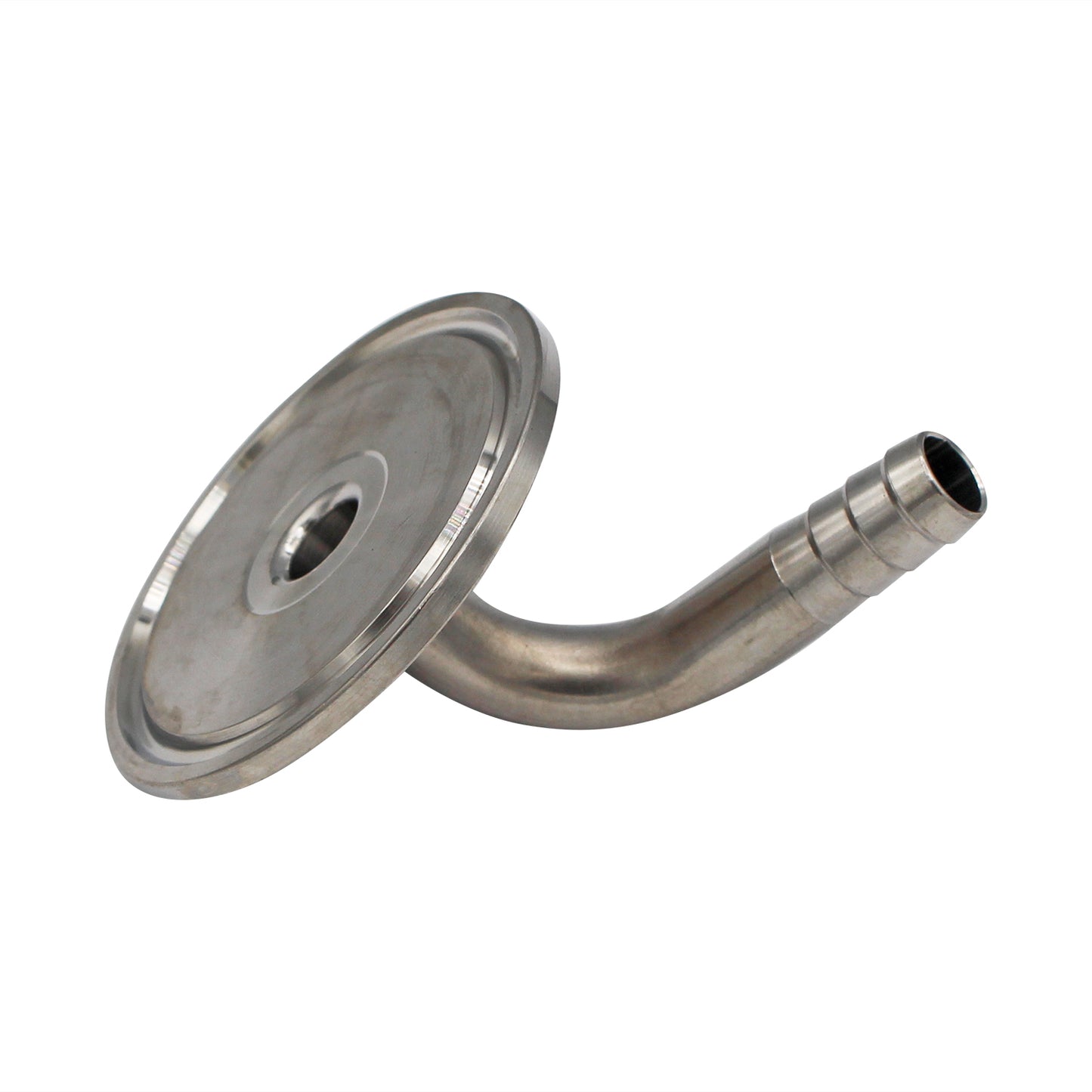 Ss Brewtech 1.5" Tri Clamp Cap with 3/8" OD Barbed 90° Elbow  - Tri Clover Sanitary Stainless Steel Fitting