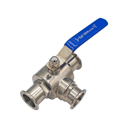 1.5" Tri Clamp 3-Way Ball Valve (T-Type Design) - Tri Clover Sanitary Stainless Steel Fitting -  Canuck Homebrew Supply, Canada