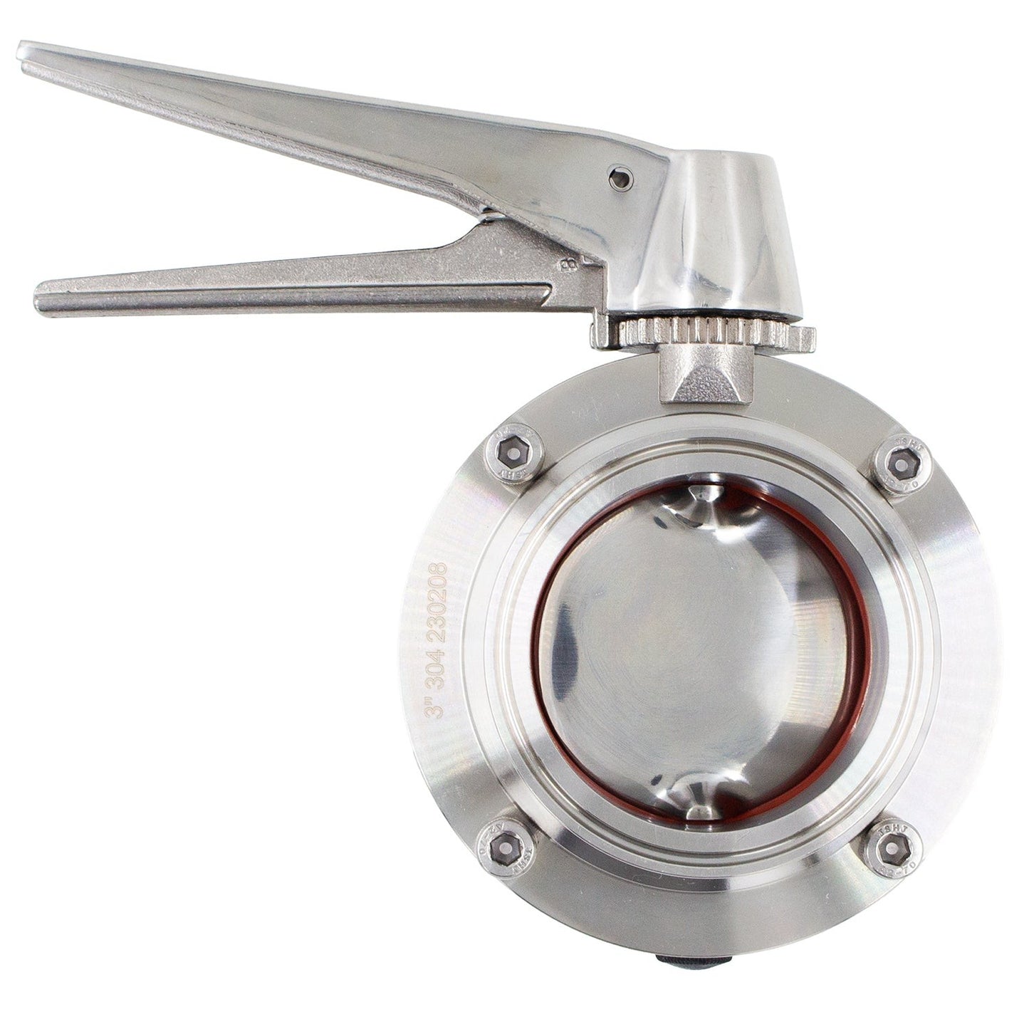 Stainless Steel Tri-Clover Butterfly Valve (Squeeze Trigger) - 3" TC (All SS)