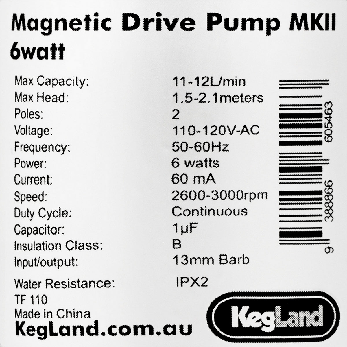 Kegland BrewZilla All Grain Brewing System - 6 Watt Pump - Gen 4 Wire Leads (110V)