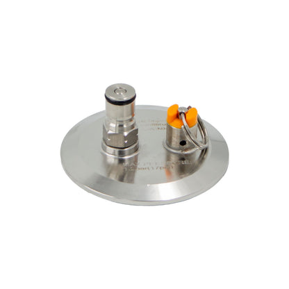 Stainless Steel Tri-Clover Ball Lock Cap With PRV - 3" TC