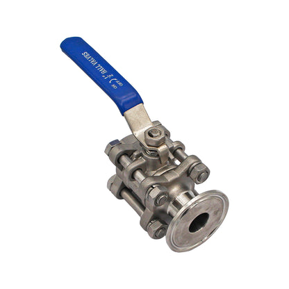 1" Tri Clamp X 1/2" Female NPT 3-Piece Ball Valve - Tri Clover Sanitary Stainless Steel Fitting