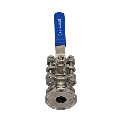 1" Tri Clamp X 1/2" Female NPT 3-Piece Ball Valve - Tri Clover Sanitary Stainless Steel Fitting