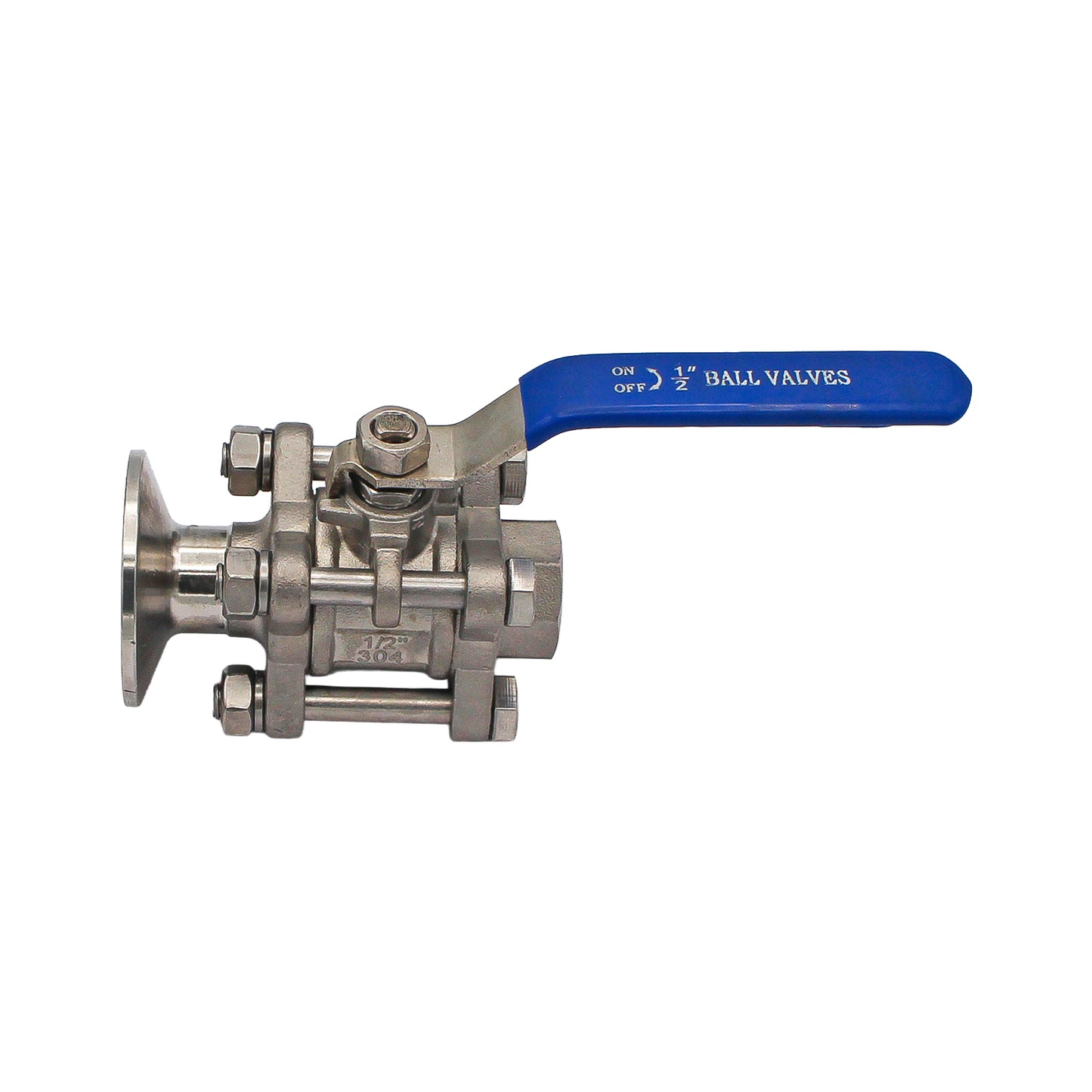 1" Tri Clamp X 1/2" Female NPT 3-Piece Ball Valve - Tri Clover Sanitary Stainless Steel Fitting