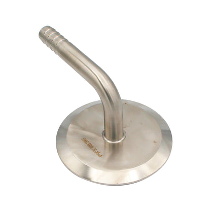 4" Tri Clamp Cap with 3/4" OD Barbed 90° Elbow  - Tri Clover Sanitary Stainless Steel Fitting
