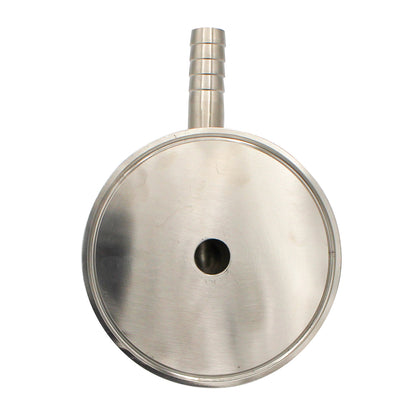 4" Tri Clamp Cap with 3/4" OD Barbed 90° Elbow  - Tri Clover Sanitary Stainless Steel Fitting