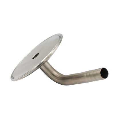 4" Tri Clamp Cap with 3/4" OD Barbed 90° Elbow  - Tri Clover Sanitary Stainless Steel Fitting