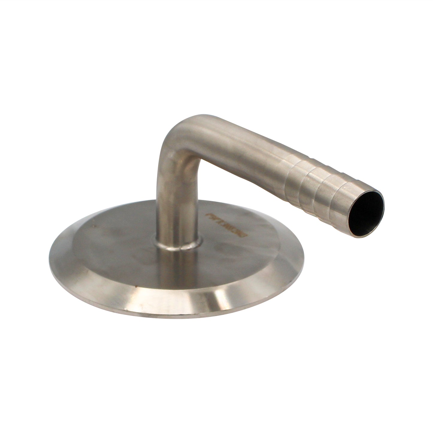 4" Tri Clamp Cap with 3/4" OD Barbed 90° Elbow  - Tri Clover Sanitary Stainless Steel Fitting