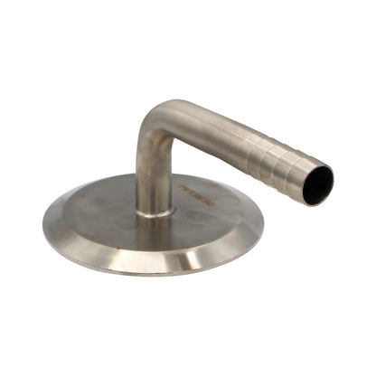 4" Tri Clamp Cap with 3/4" OD Barbed 90° Elbow  - Tri Clover Sanitary Stainless Steel Fitting