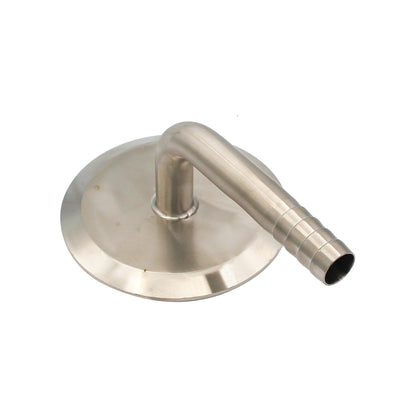 4" Tri Clamp Cap with 3/4" OD Barbed 90° Elbow  - Tri Clover Sanitary Stainless Steel Fitting
