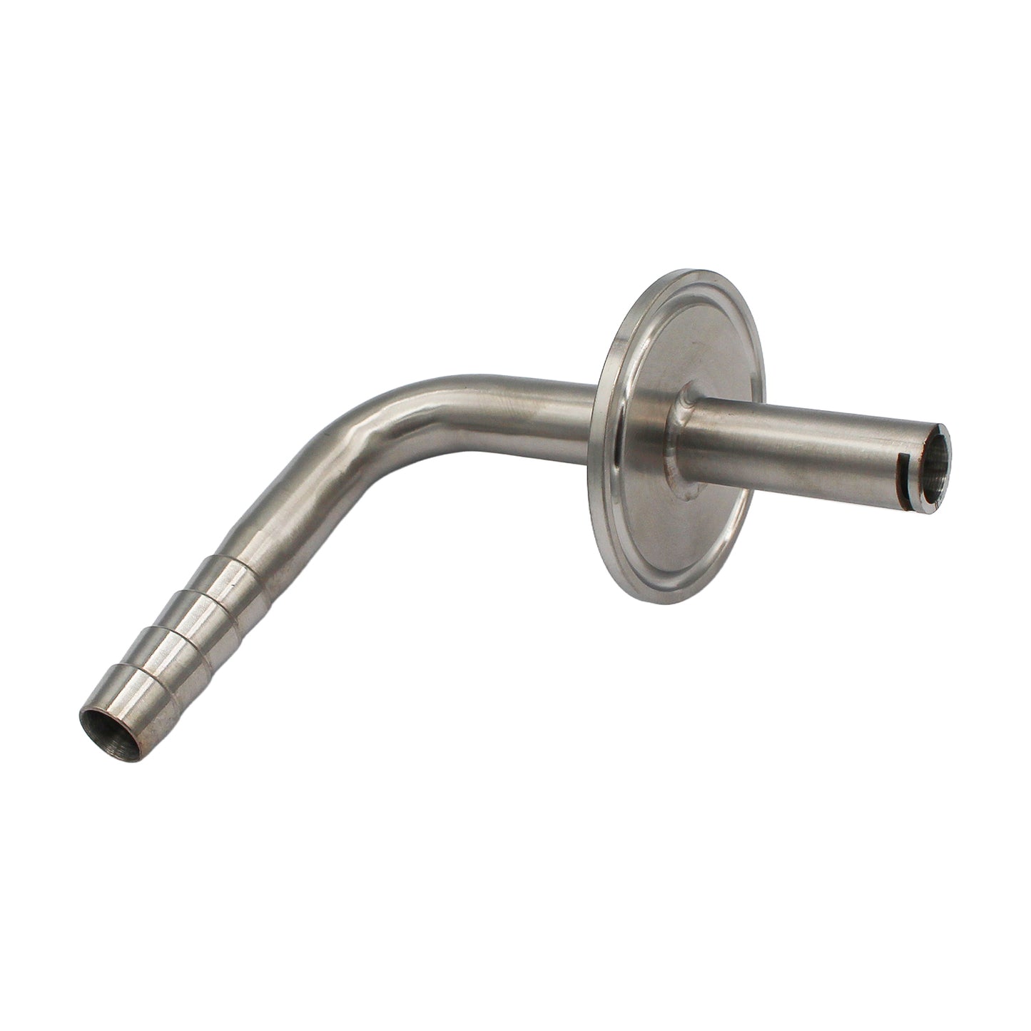 1.5" Tri Clamp with 7/16" OD Whirlpool Barbed 90° Elbow - Tri Clover Sanitary Stainless Steel Fitting