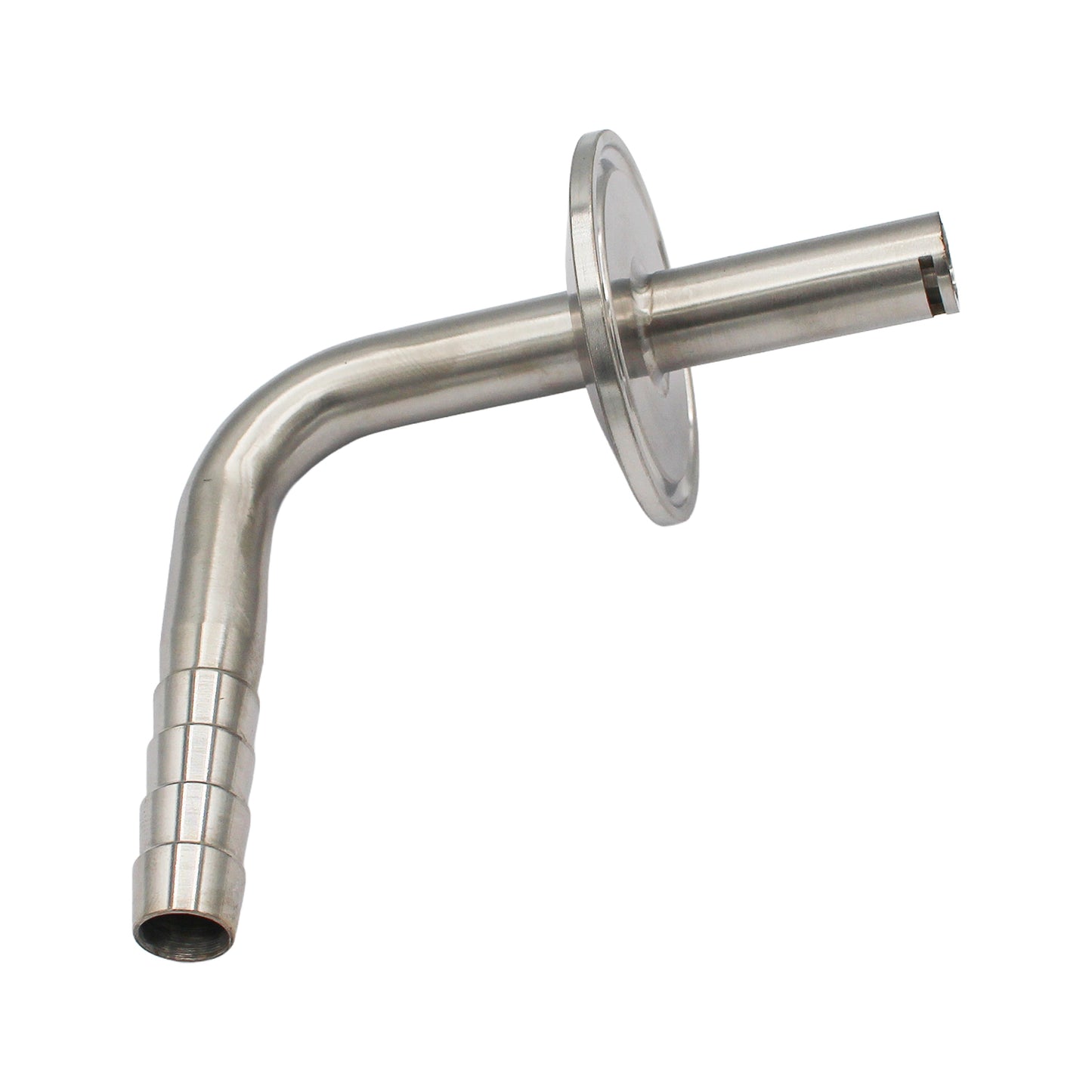 1.5" Tri Clamp with 7/16" OD Whirlpool Barbed 90° Elbow - Tri Clover Sanitary Stainless Steel Fitting