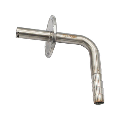 1.5" Tri Clamp with 7/16" OD Whirlpool Barbed 90° Elbow - Tri Clover Sanitary Stainless Steel Fitting