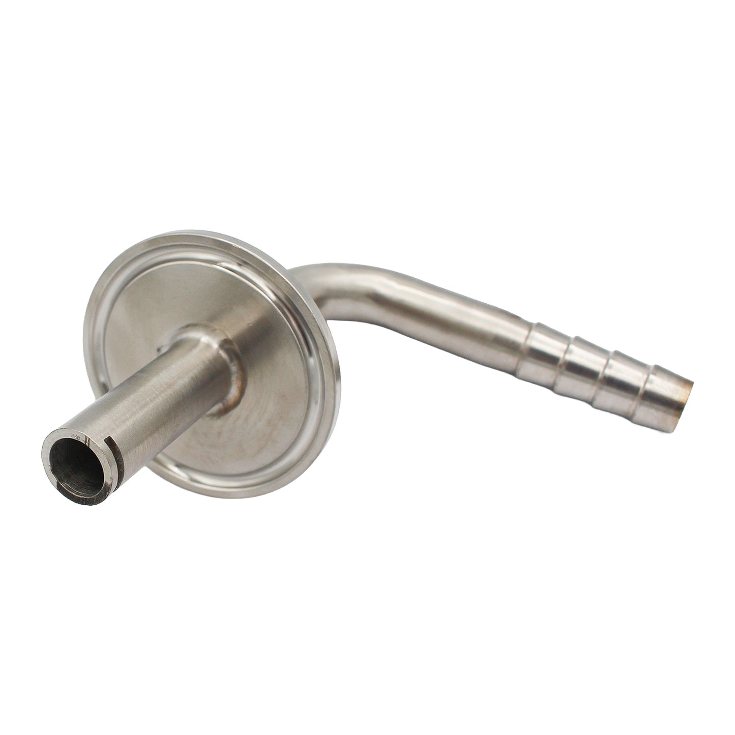1.5" Tri Clamp with 7/16" OD Whirlpool Barbed 90° Elbow - Tri Clover Sanitary Stainless Steel Fitting