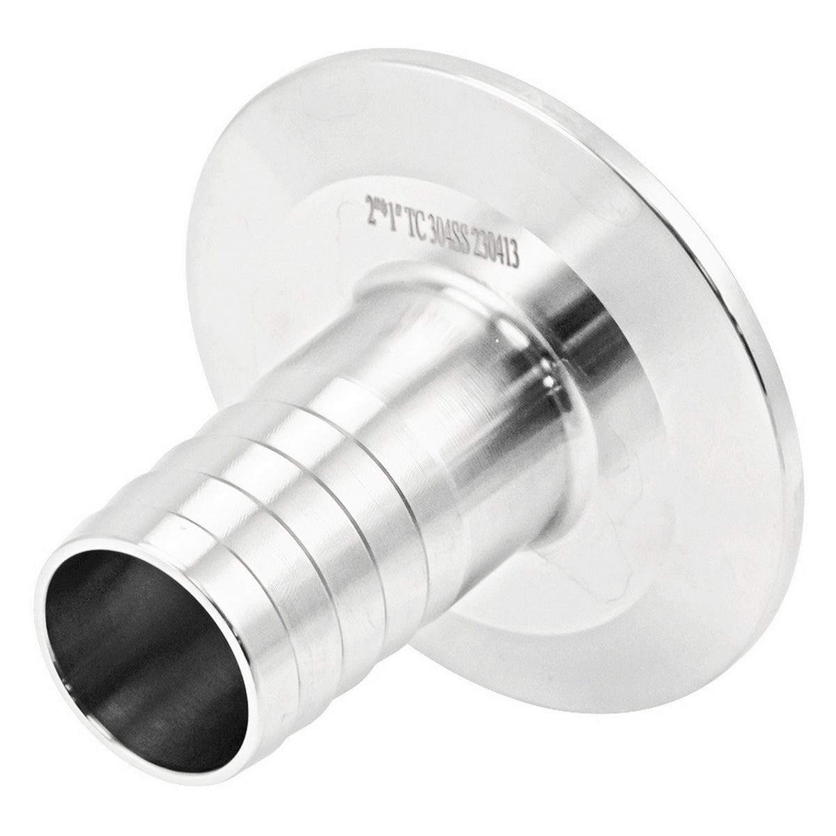 Stainless Steel Tri-Clover Fitting - 2" TC X 1" OD Barb