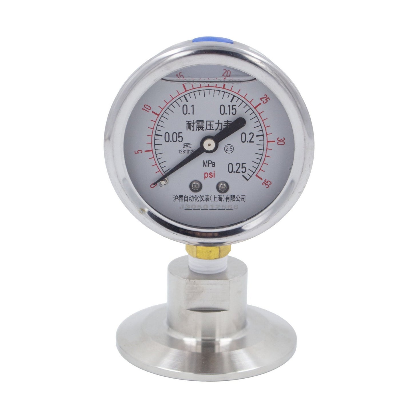 Stainless Steel Tri-Clover Pressure Gauge - 2" TC (0 - 35 PSI)