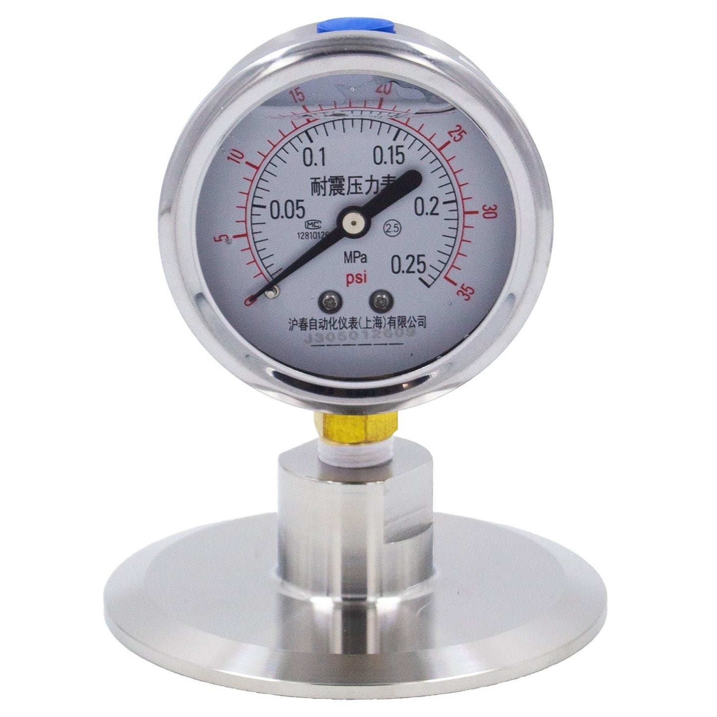 Stainless Steel Tri-Clover Pressure Gauge - 3" TC (0 - 35 PSI)