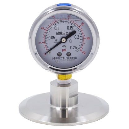 Stainless Steel Tri-Clover Pressure Gauge - 3" TC (0 - 35 PSI)