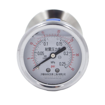 Stainless Steel Tri-Clover Pressure Gauge - 2" TC (0 - 35 PSI | Rear Mount)