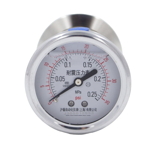 Stainless Steel Tri-Clover Pressure Gauge - 2" TC (0 - 35 PSI | Rear Mount)