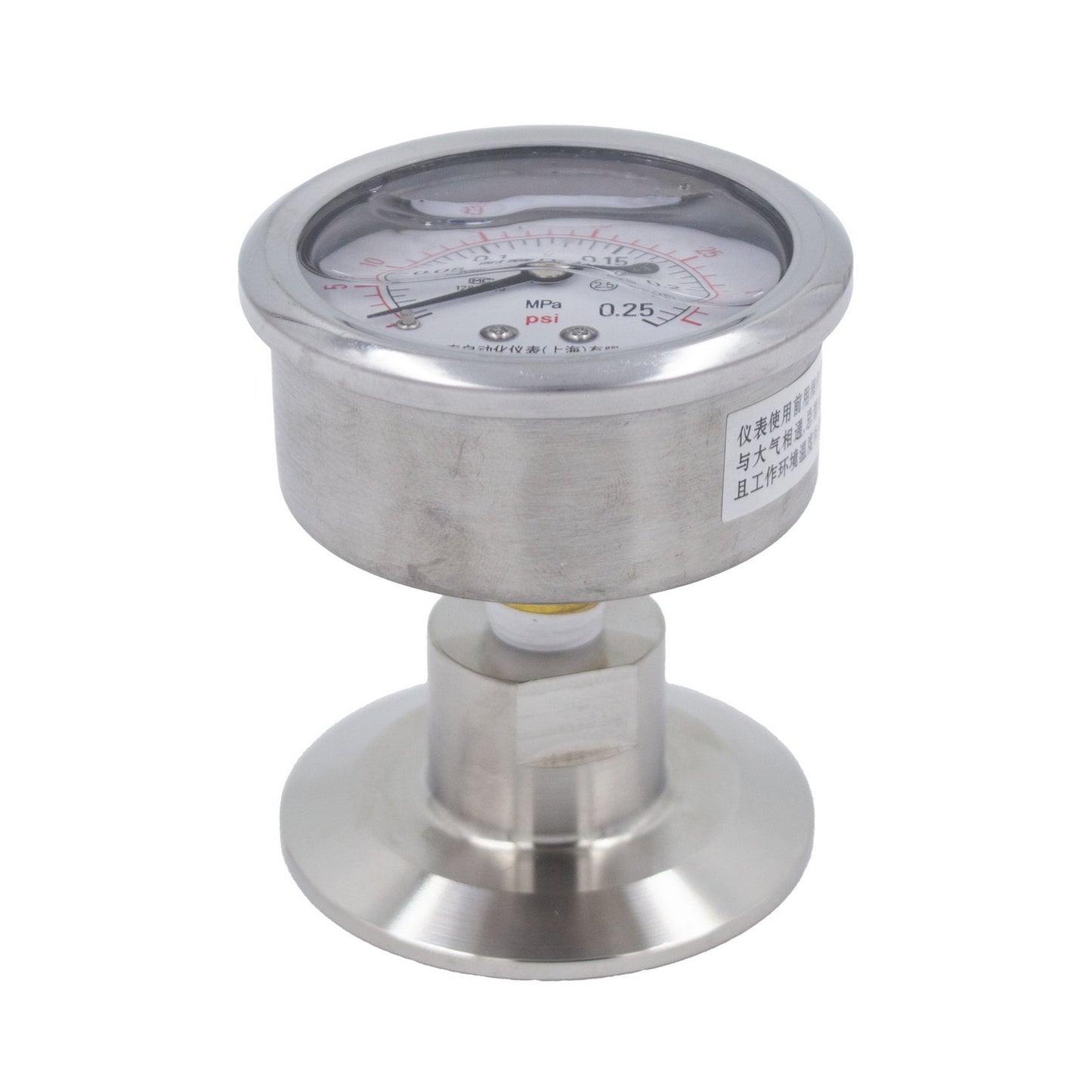 Stainless Steel Tri-Clover Pressure Gauge - 2" TC (0 - 35 PSI | Rear Mount)