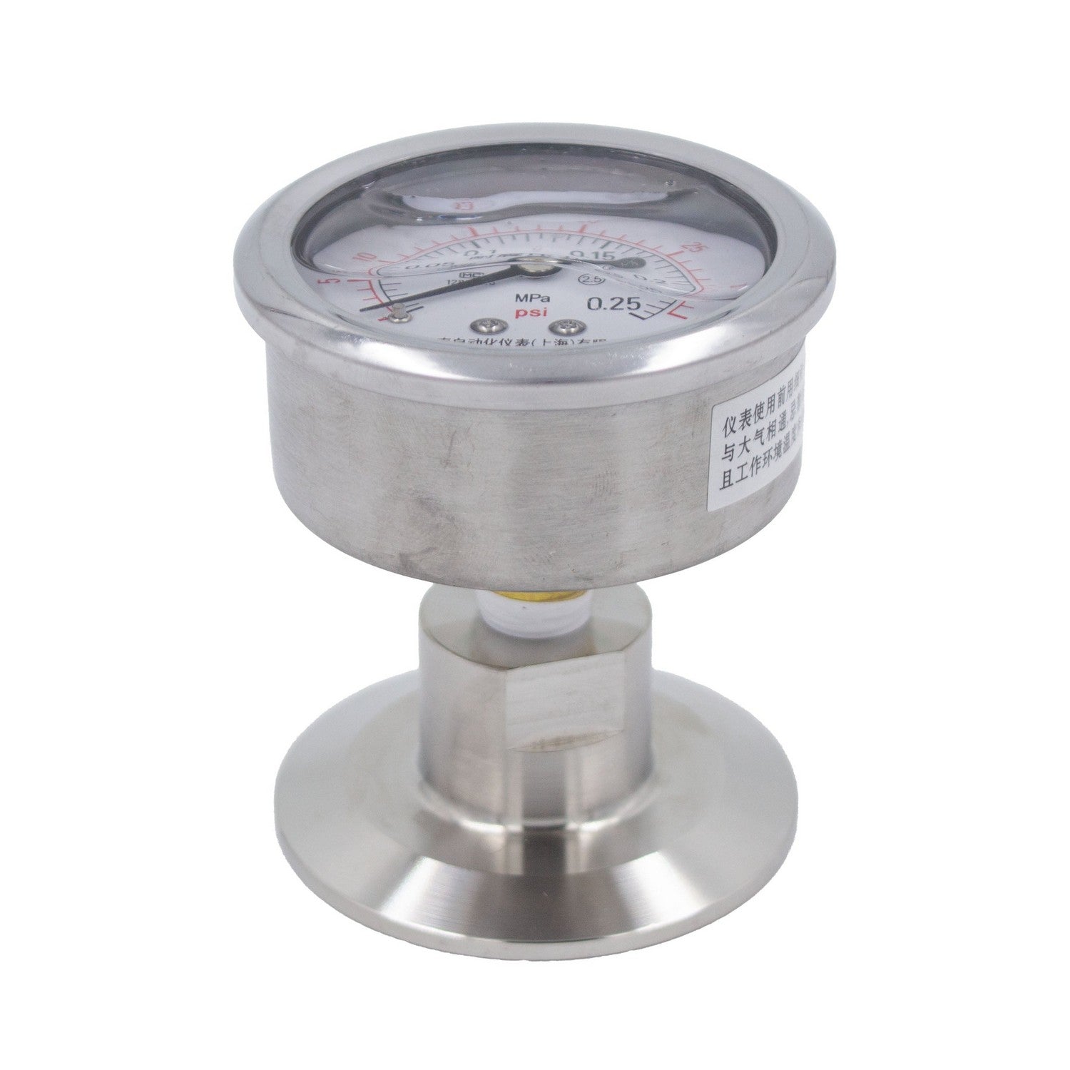 Stainless Steel Tri-Clover Pressure Gauge - 2" TC (0 - 35 PSI | Rear Mount)