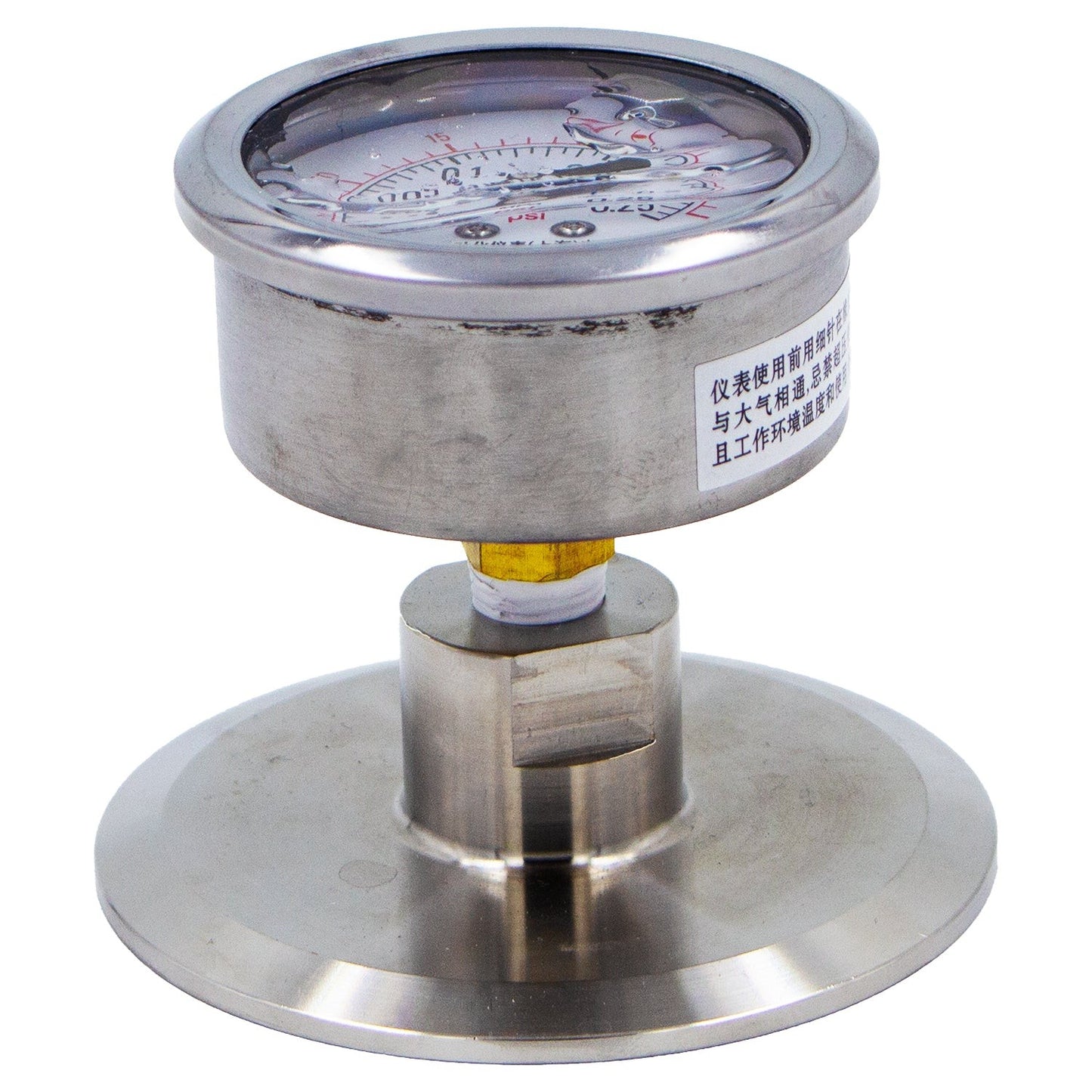 Stainless Steel Tri-Clover Pressure Gauge - 3" TC (0 - 35 PSI | Rear Mount)