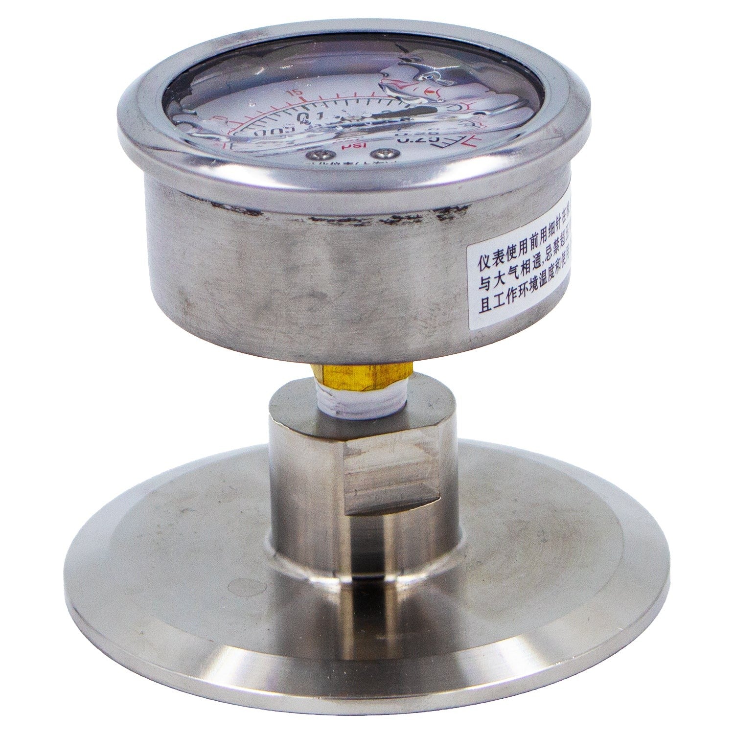 Stainless Steel Tri-Clover Pressure Gauge - 3" TC (0 - 35 PSI | Rear Mount)