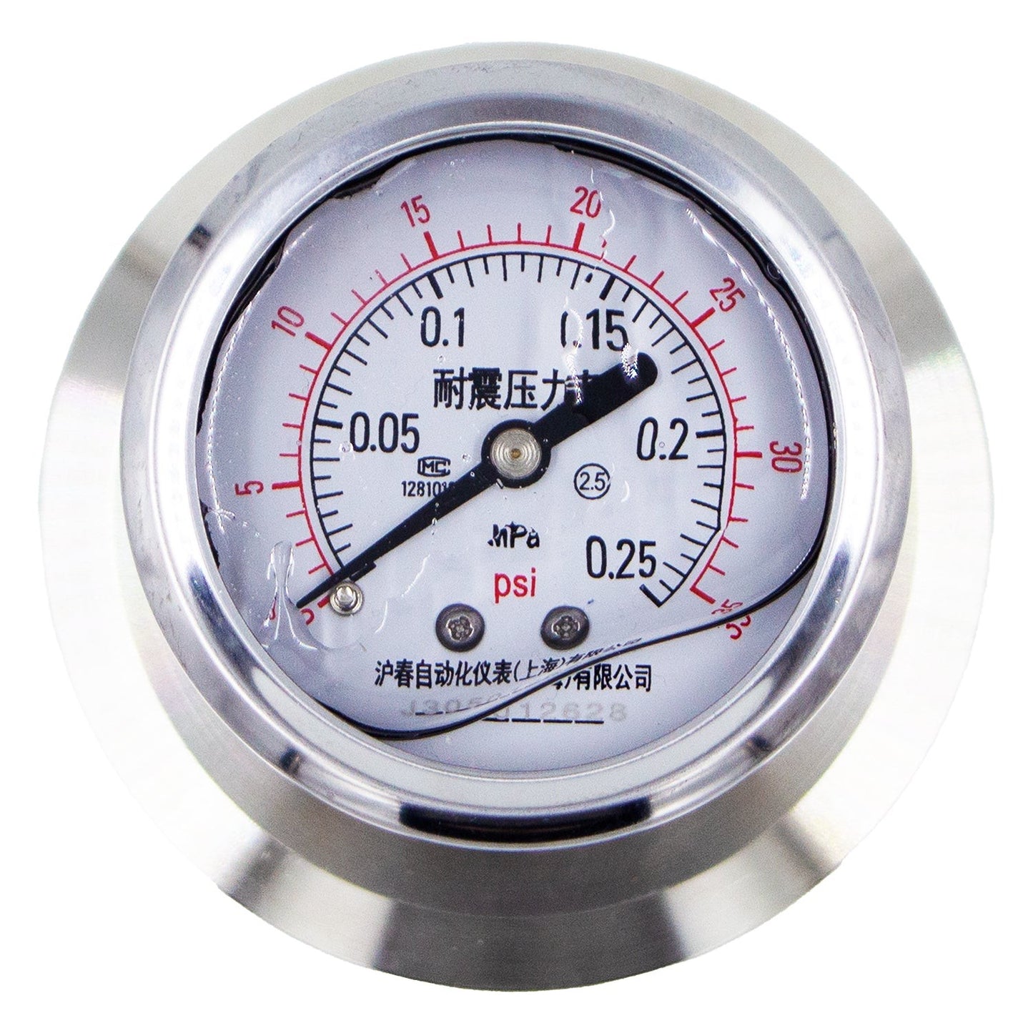 Stainless Steel Tri-Clover Pressure Gauge - 3" TC (0 - 35 PSI | Rear Mount)