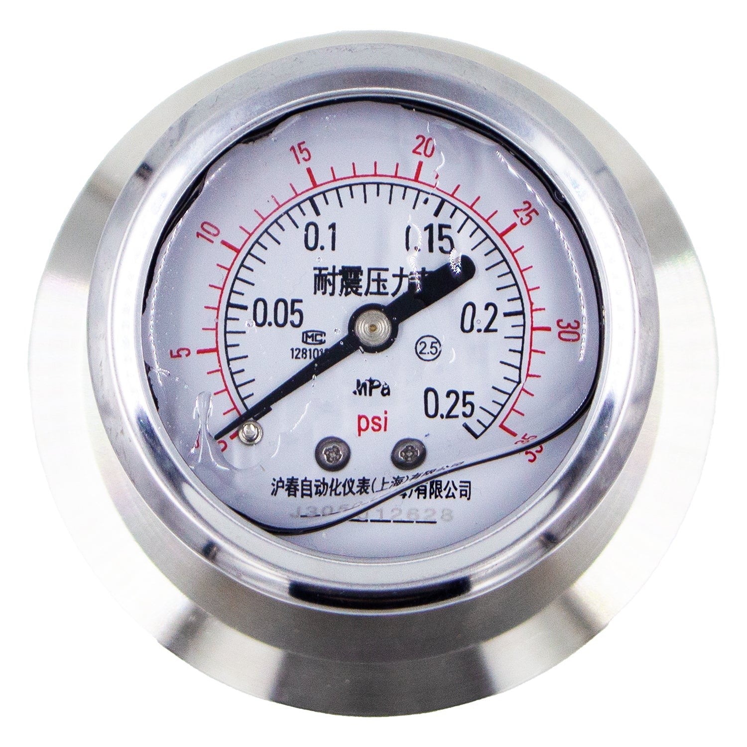 Stainless Steel Tri-Clover Pressure Gauge - 3" TC (0 - 35 PSI | Rear Mount)