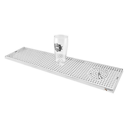 Micro Matic Stainless Steel Surface Mount Spray Glass Rinser With Drain Drip Tray - 36" X 8" X 3/4" [DP-820D-36GR]