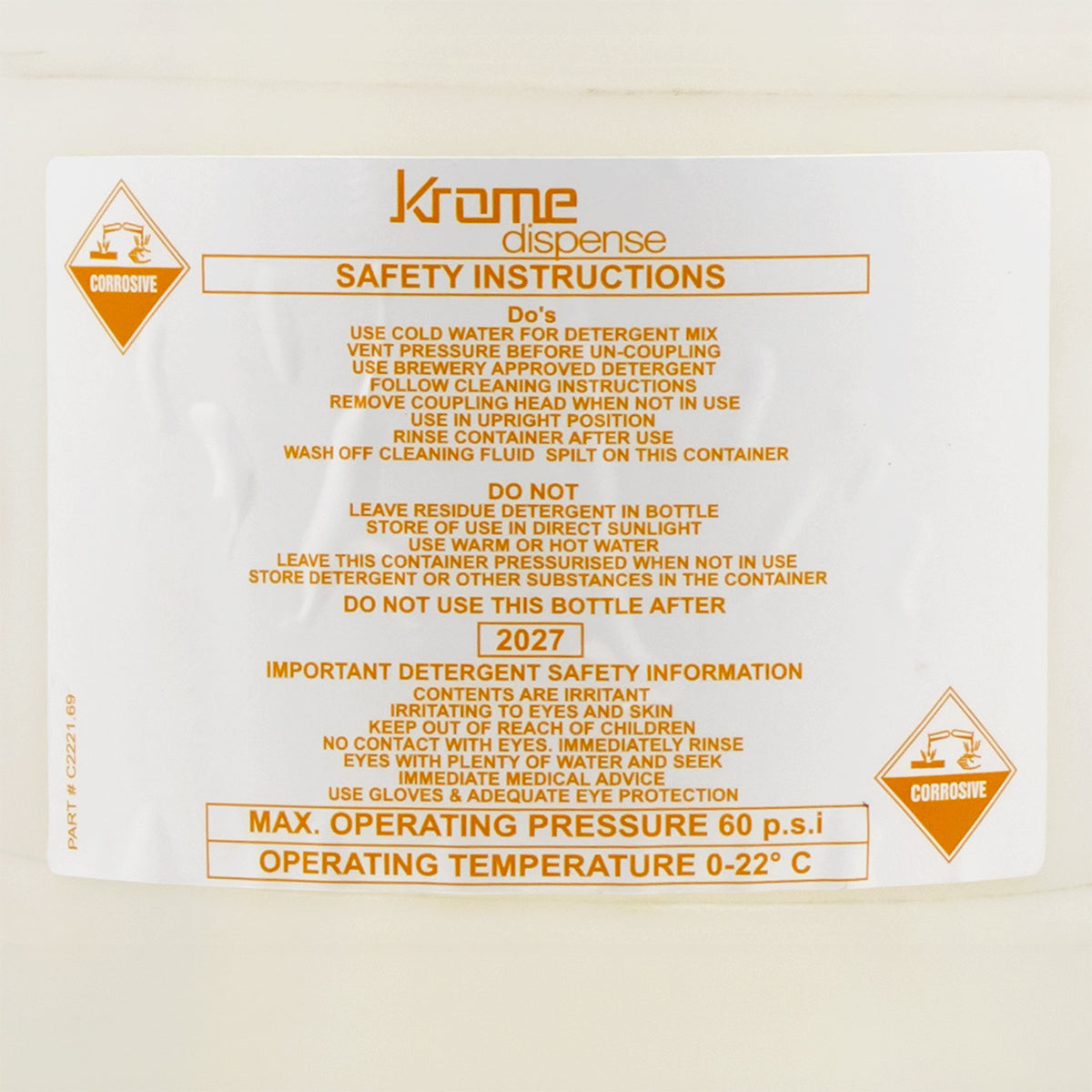 Beer Line Cleaning Bottle - 1.8 Gallon (Sanke "D")