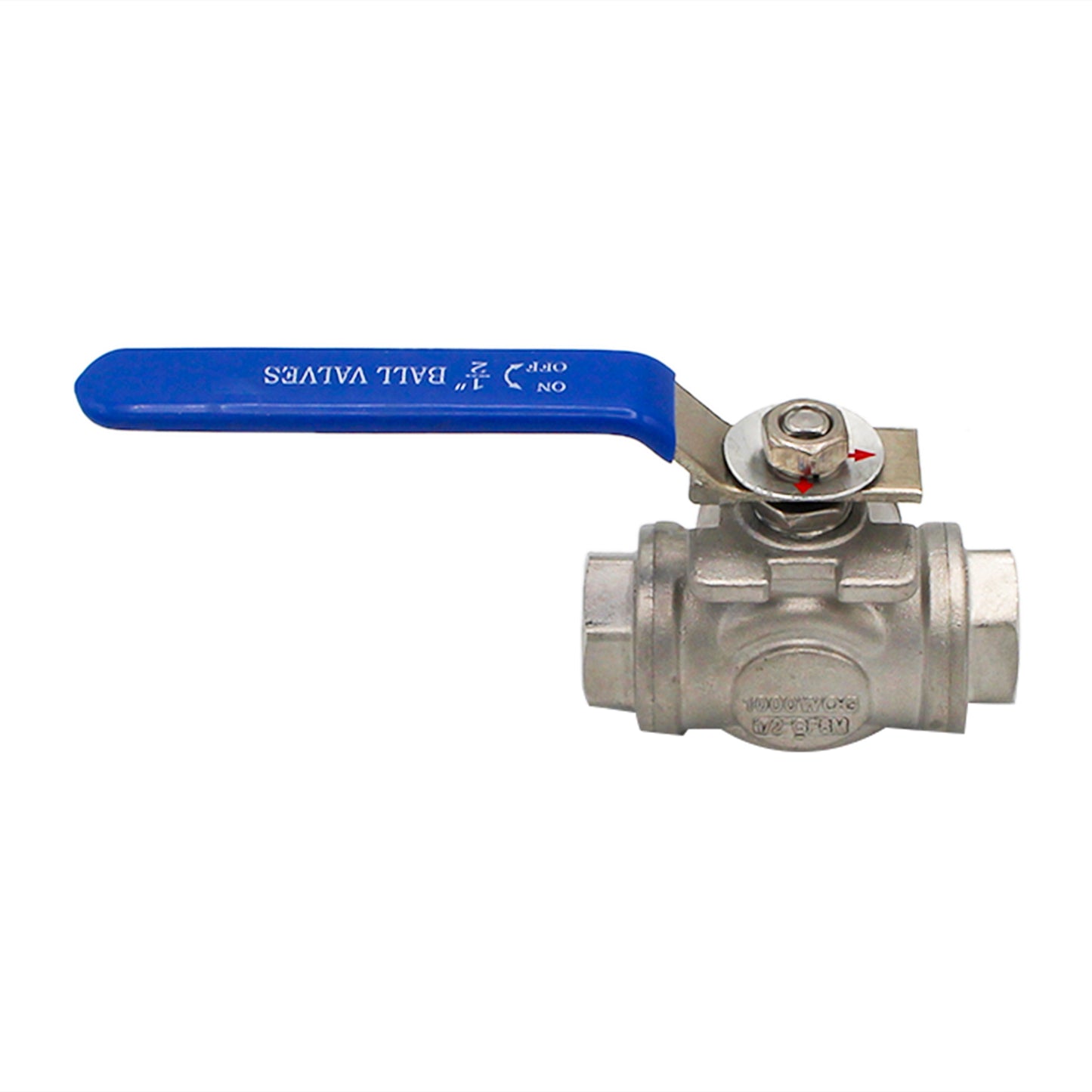 Stainless Steel British Standard Pipe 3-Way Ball Valve (T-Type Design) - 1/2" Female BSP