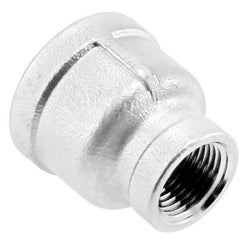 Stainless Steel British Standard Pipe Reducing Coupler - 1/2" Female BSP X 1/4" Female BSP