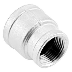 Stainless Steel British Standard Pipe Reducing Coupler - 1" Female BSP X 3/4" Female BSP