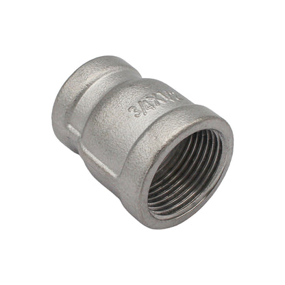 3/4" Female BSP X 1/2" Female BSP Reducing Coupler - 304 Stainless Steel Pipe Fitting