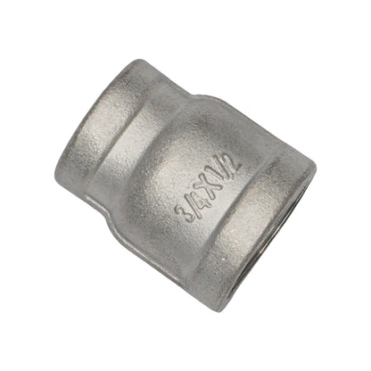 3/4" Female BSP X 1/2" Female BSP Reducing Coupler - 304 Stainless Steel Pipe Fitting