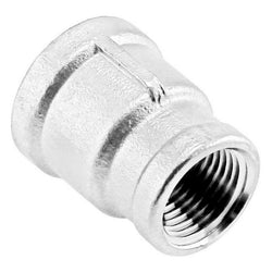 Stainless Steel British Standard Pipe Reducing Coupler - 1/2" Female BSP X 3/8" Female BSP