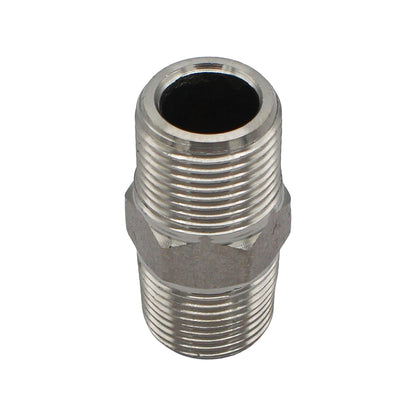 Stainless Steel British Standard Pipe Hex Nipple - 3/8" Male BSPT (1 1/4")