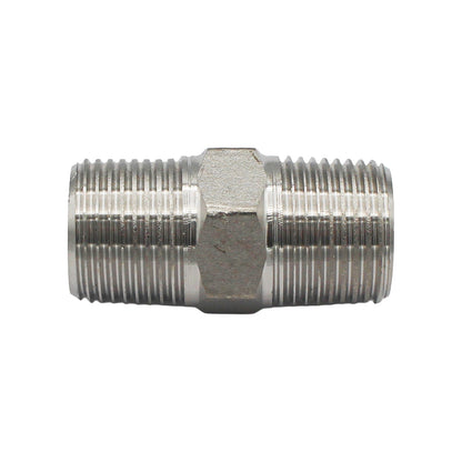 Stainless Steel British Standard Pipe Hex Nipple - 3/8" Male BSPT (1 1/4")