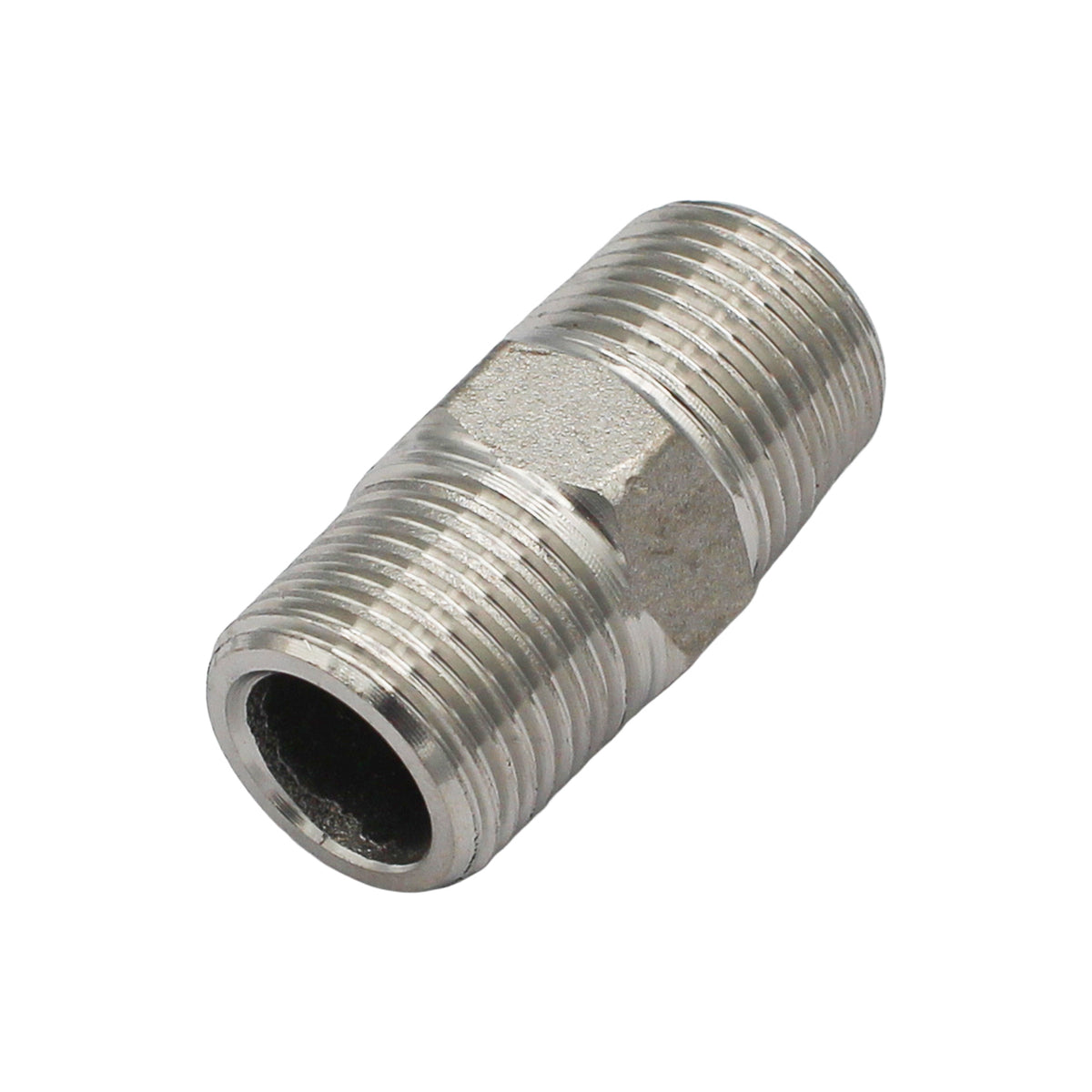 Stainless Steel British Standard Pipe Hex Nipple - 3/8" Male BSPT (1 1/4")