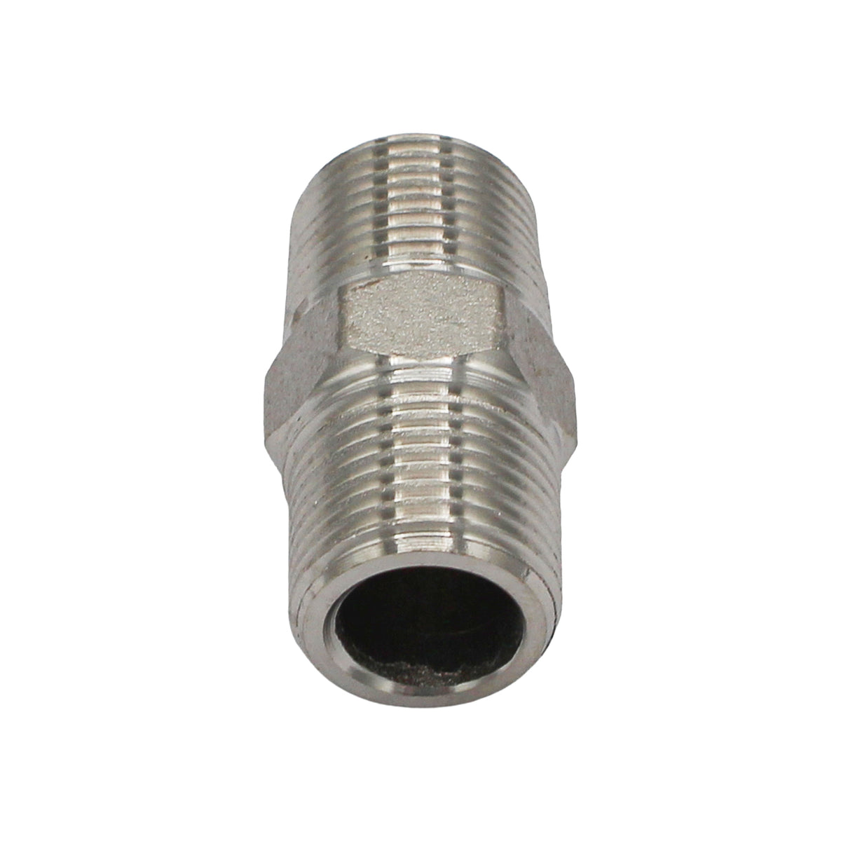 Stainless Steel British Standard Pipe Hex Nipple - 3/8" Male BSPT (1 1/4")