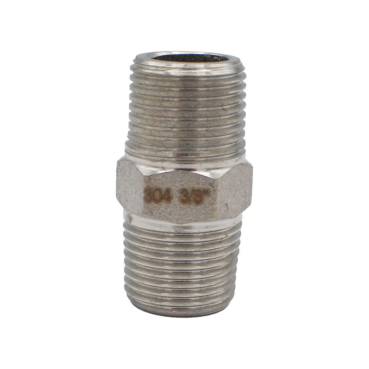 Stainless Steel British Standard Pipe Hex Nipple - 3/8" Male BSPT (1 1/4")
