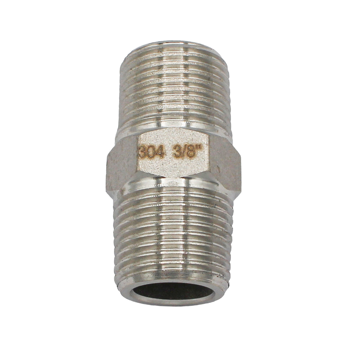 Stainless Steel British Standard Pipe Hex Nipple - 3/8" Male BSPT (1 1/4")