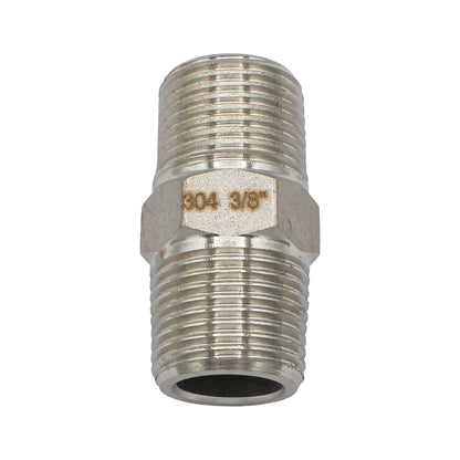 Stainless Steel British Standard Pipe Hex Nipple - 3/8" Male BSPT (1 1/4")