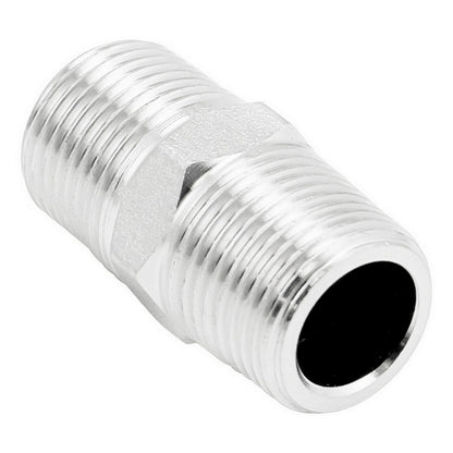 Stainless Steel British Standard Pipe Hex Nipple - 3/8" Male BSPT (1 1/4")