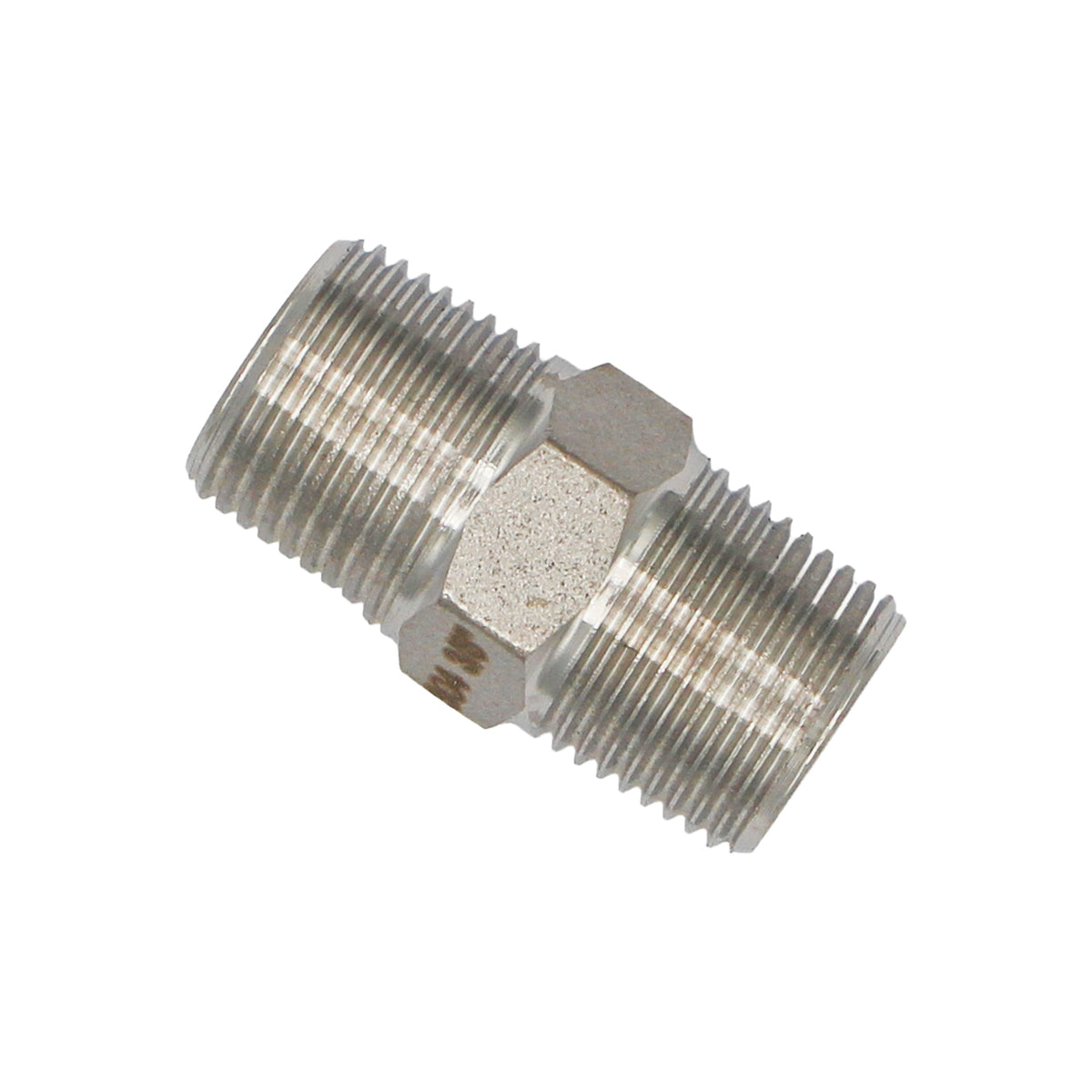 Stainless Steel British Standard Pipe Hex Nipple - 3/8" Male BSPT (1 1/4")